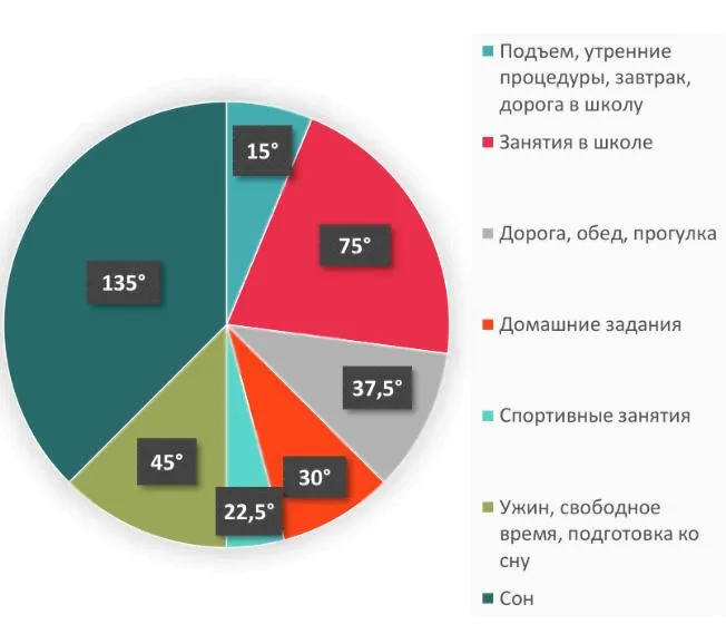 Круговая диаграмма режима дня Миши
