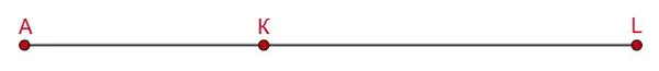 Рисунок 1.57: Отрезок AL с точкой K между ними