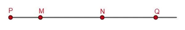 Отрезок PQ с точками M и N