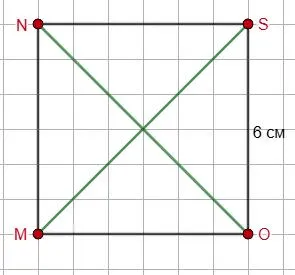 Квадрат MNSO с диагоналями (задание 4.72)
