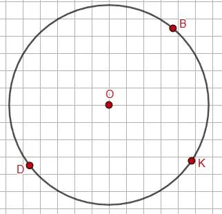 Окружность с точками K, B и D