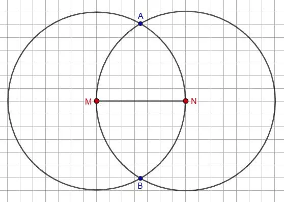 Построение точек, равноудаленных от концов отрезка MN