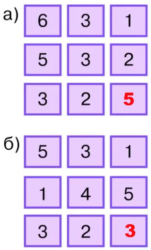 Таблицы с числами к задаче 7.39